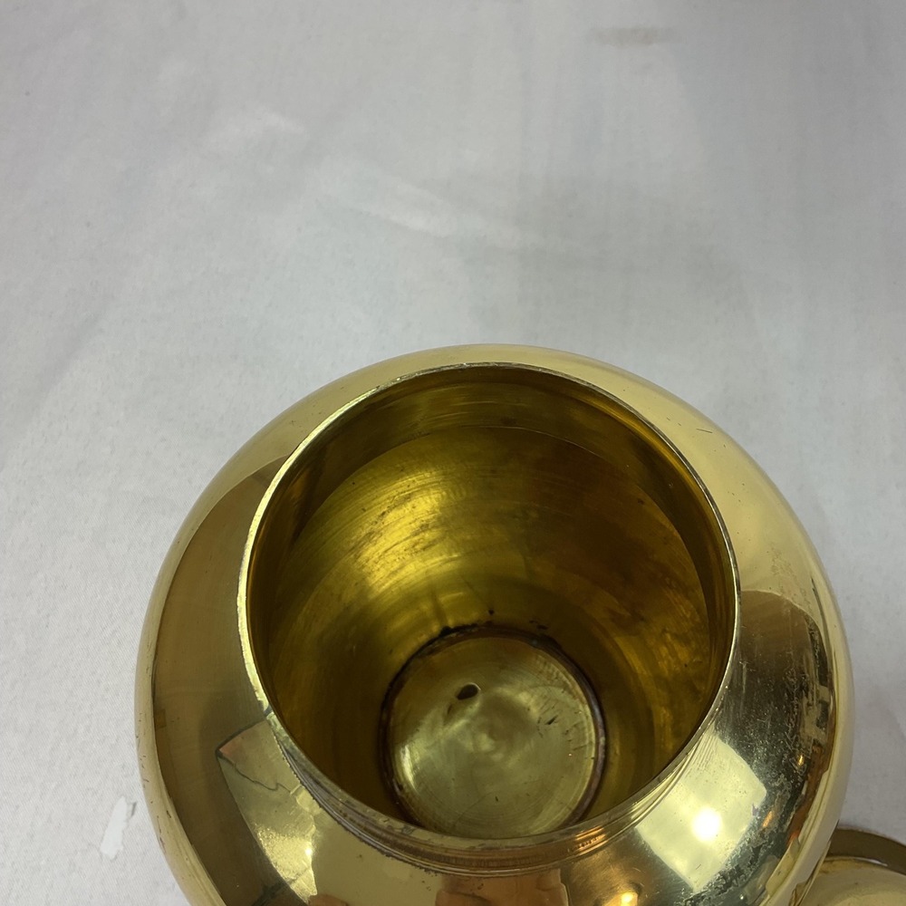 Vintage Solid Brass Ginger Jar Urn 12" Lidded Vase India Hollywood Regency - Picture 6 of 11
